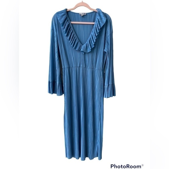 ASOS pleaded ruffed maxi dress